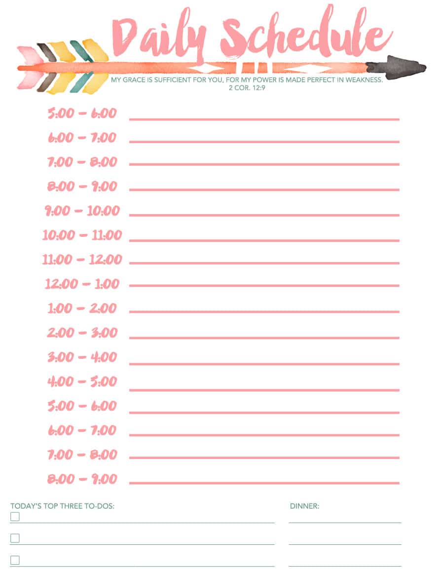 {Free Printable} Daily Schedule