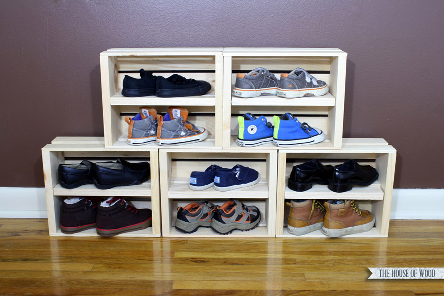 DIY crate shoe storage display