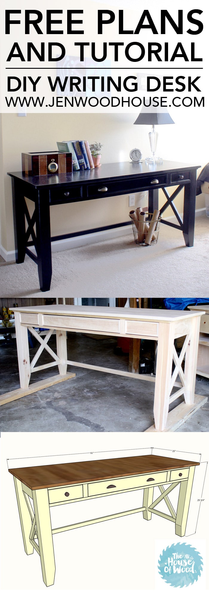 How to build a DIY writing desk. Free plans and step-by-step tutorial!