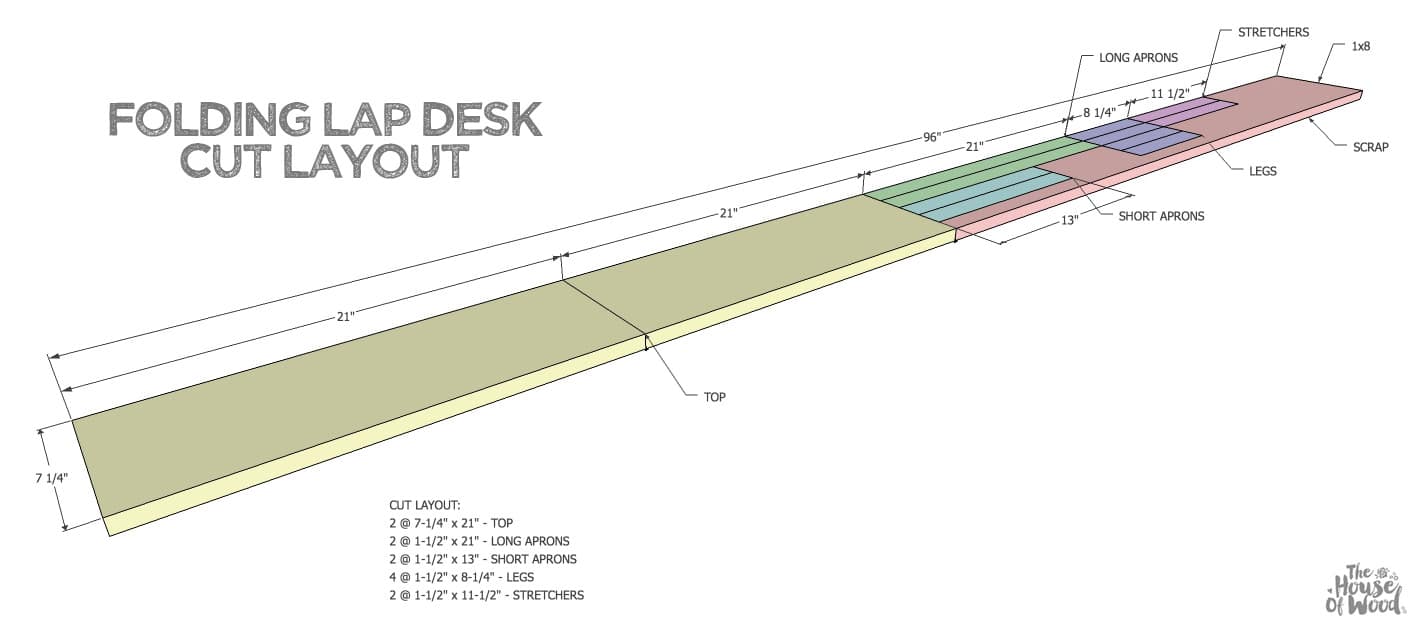 How to build a folding lap desk out of a single 1x8 board