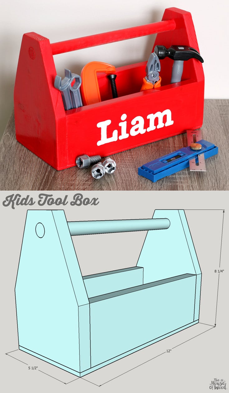 How to build a DIY Kids Tool Box - free building plans by Jen Woodhouse