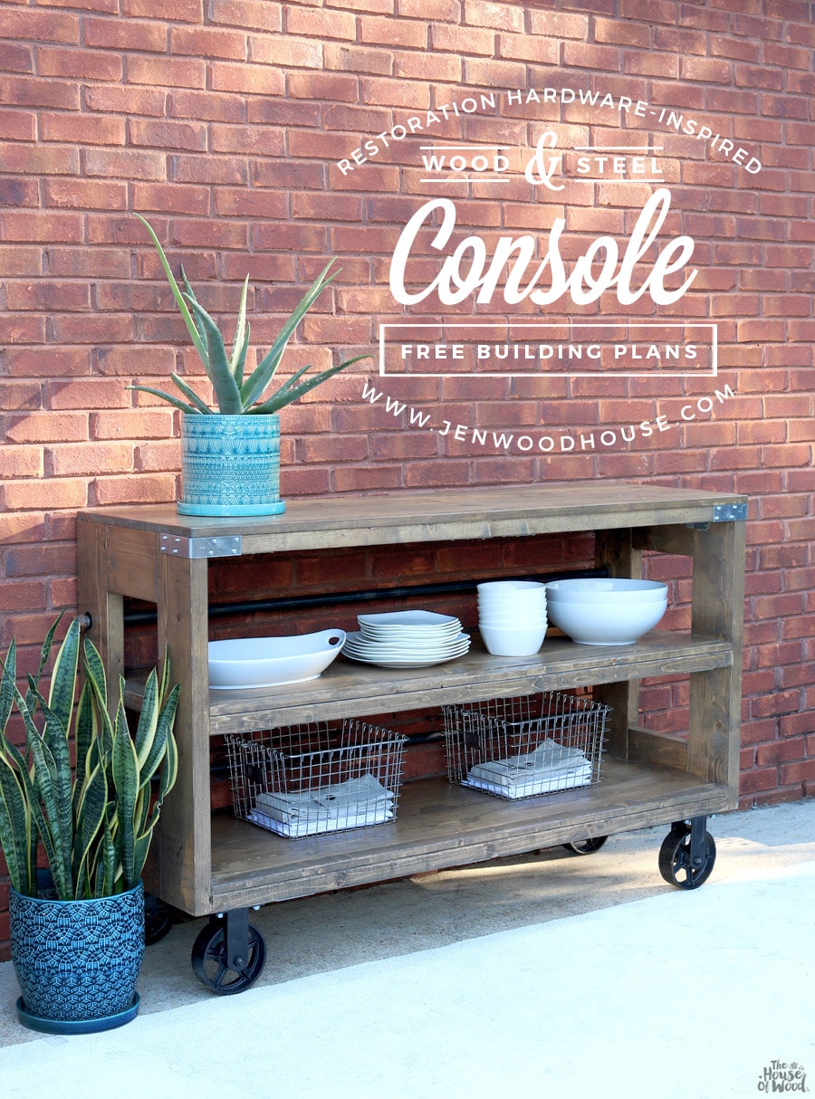 How to build a DIY Restoration Hardware-inspired Wood and Steel Console via Jen Woodhouse