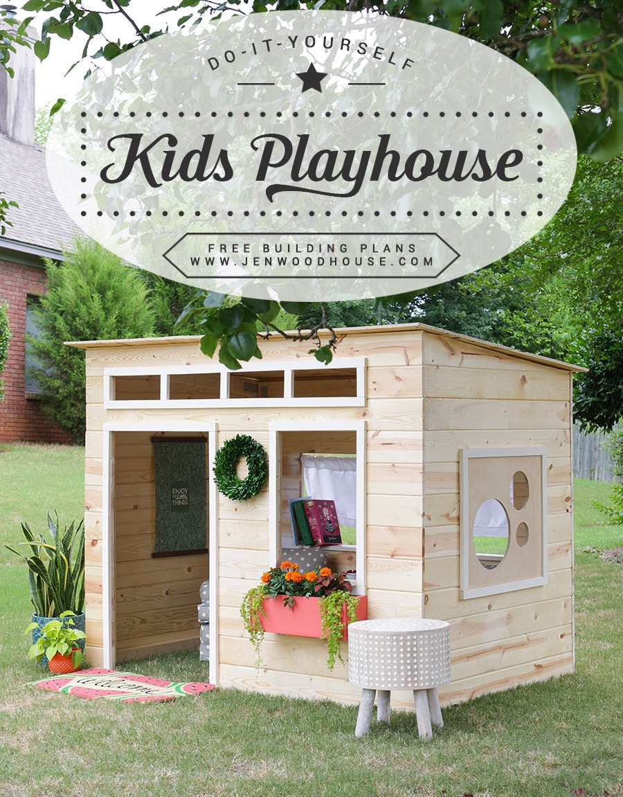 How to build a DIY kids indoor playhouse - free building plans by Jen Woodhouse