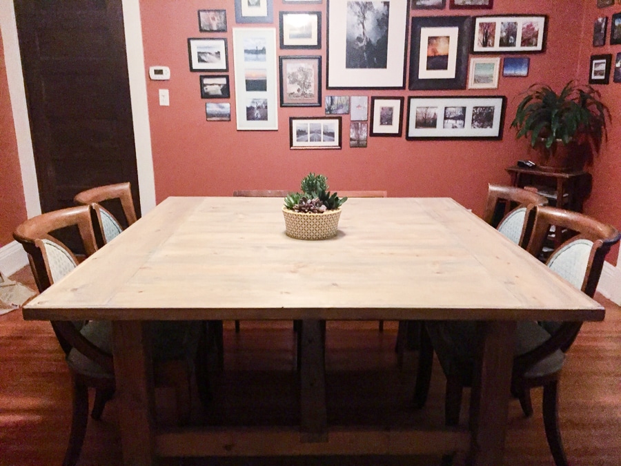 How to build a DIY square farmhouse table - free building plans by Jen Woodhouse