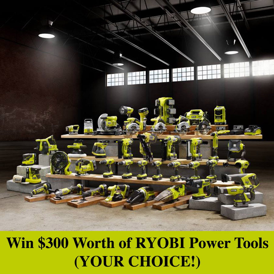 Win $300 worth of RYOBI Power Tools - enter once a day for a chance to win this awesome giveaway!