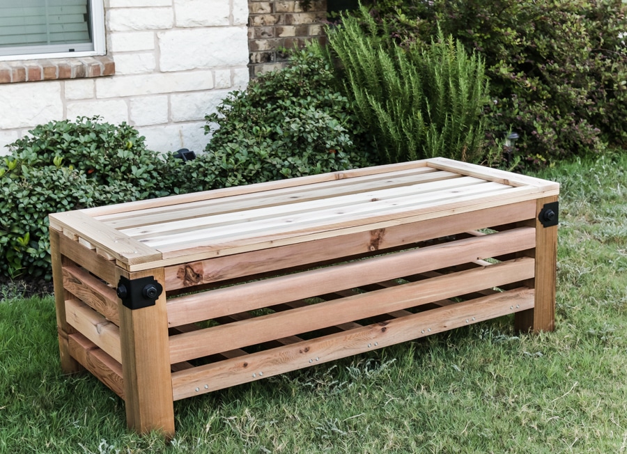 Outdoor storage outlet ottoman table