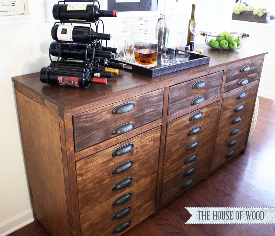 Distressed White Steamer Trunk with Bar Cabinet