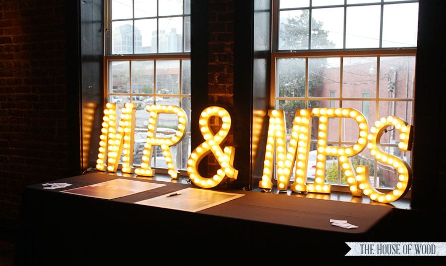 Make this DIY lighted wedding marquee with just a few materials from the craft store! www.jenwoodhouse.com/blog