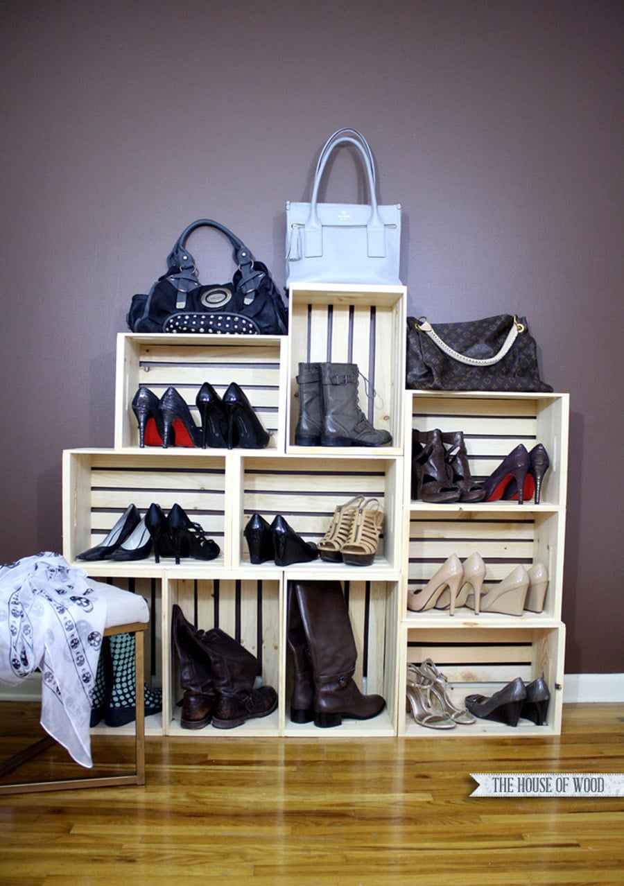 apple crate shoe rack