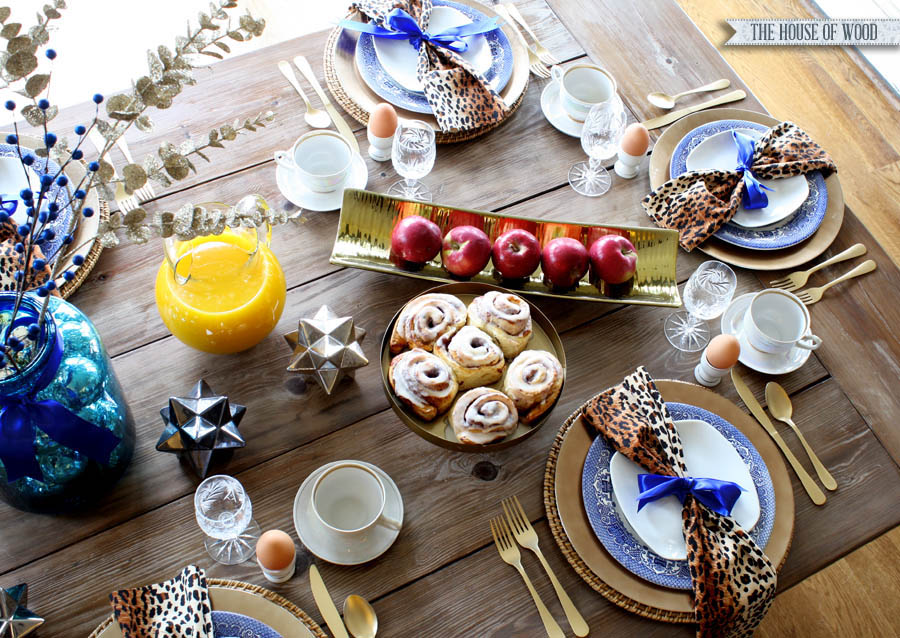 Christmas breakfast table setting