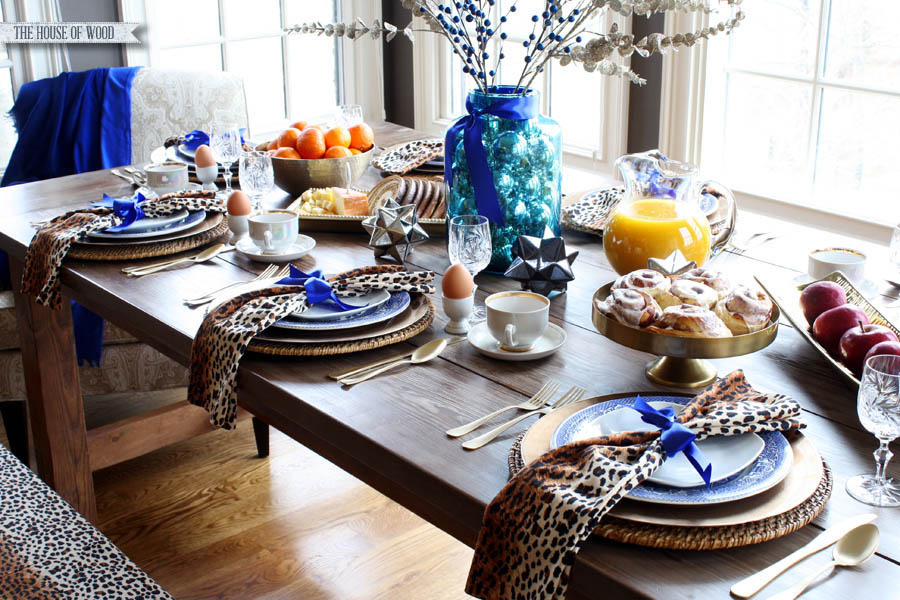 Christmas breakfast table setting