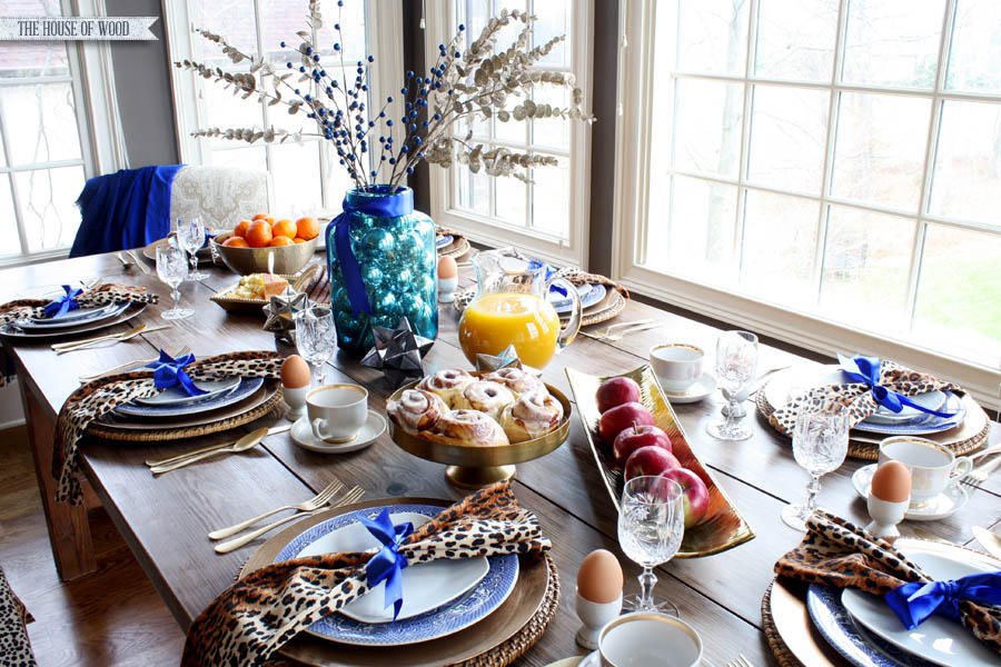 Christmas breakfast table setting