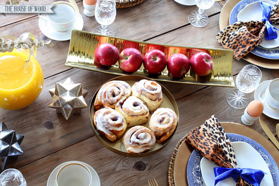 Christmas breakfast table setting