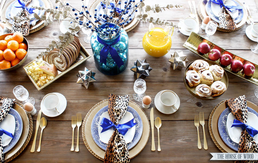 Christmas breakfast table setting