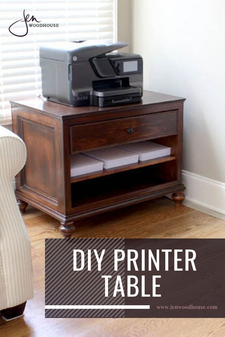Check out this easy to follow tutorial from Jen Woodhouse on how to build this DIY printer cart! | DIY office cart | #jenwoodhouse #DIYtutorial #woodworking