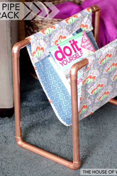 How to build a DIY copper pipe magazine rack - a quick and easy "no-sew" project!