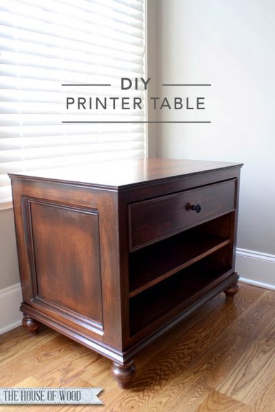 Build a DIY printer table with free plans by Ana White and a step-by-step tutorial by Jen Woodhouse | www.jenwoodhouse.com/blog