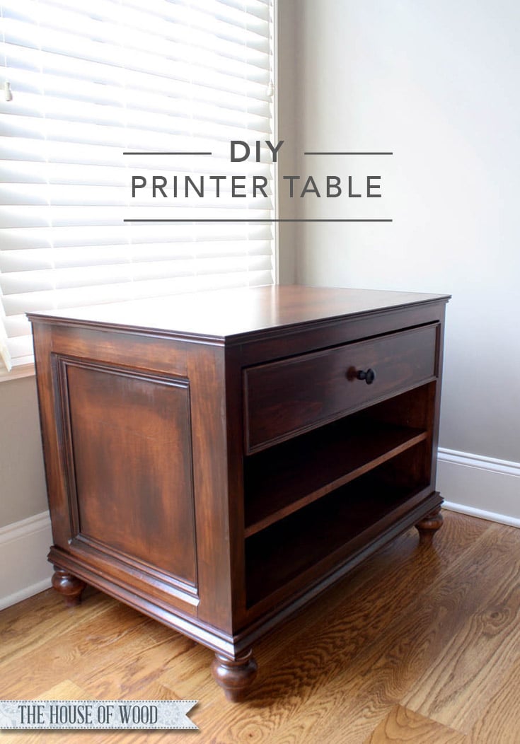 Build a DIY printer table with free plans by Ana White and a step-by-step tutorial by Jen Woodhouse | www.jenwoodhouse.com/blog