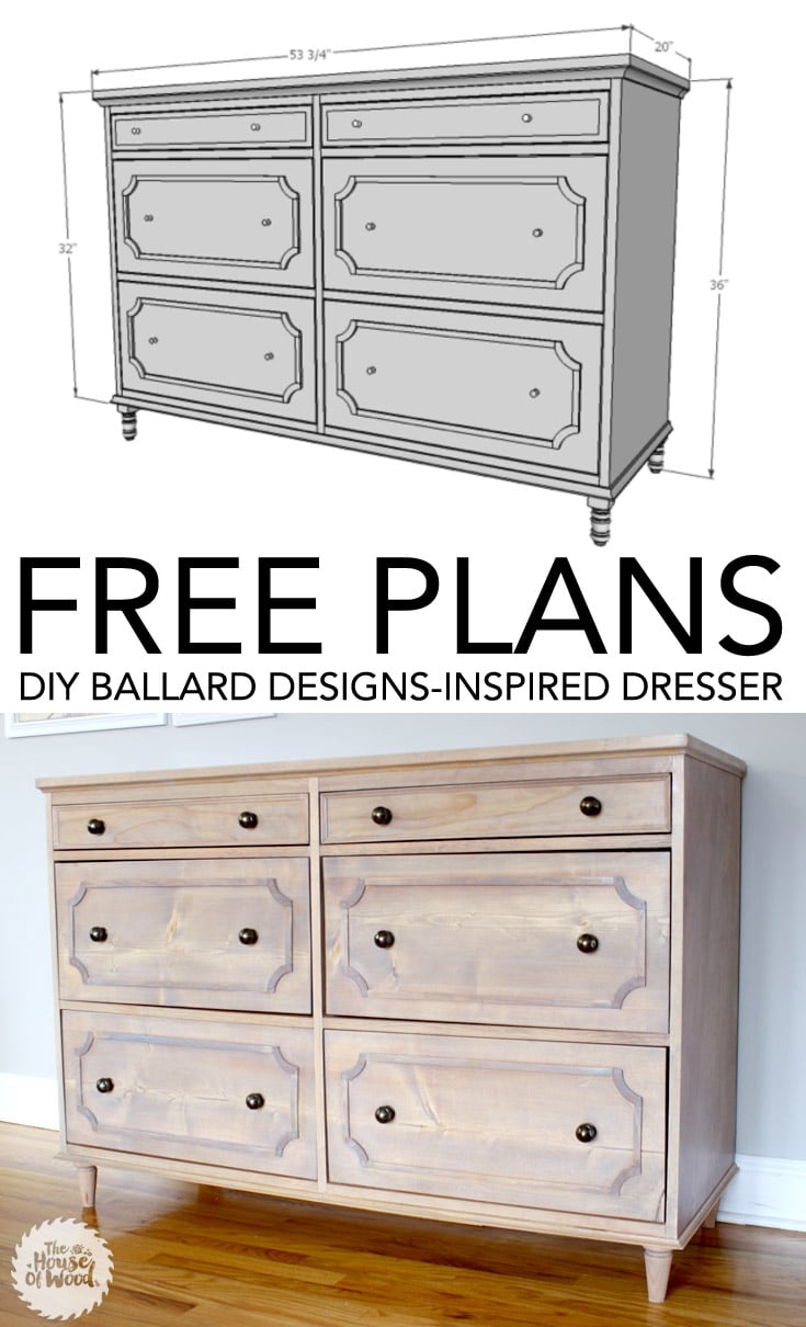 How to build a DIY Ballard Designs-inspired dresser. Free plans and tutorial!
