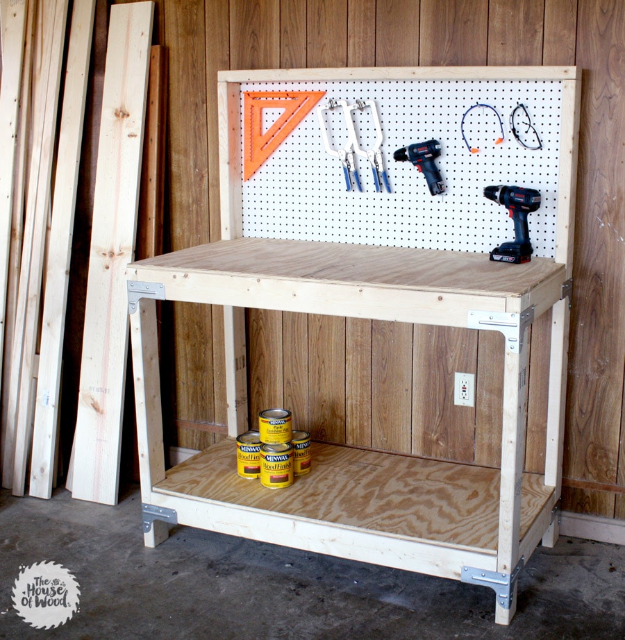 Wooden garage store workbench