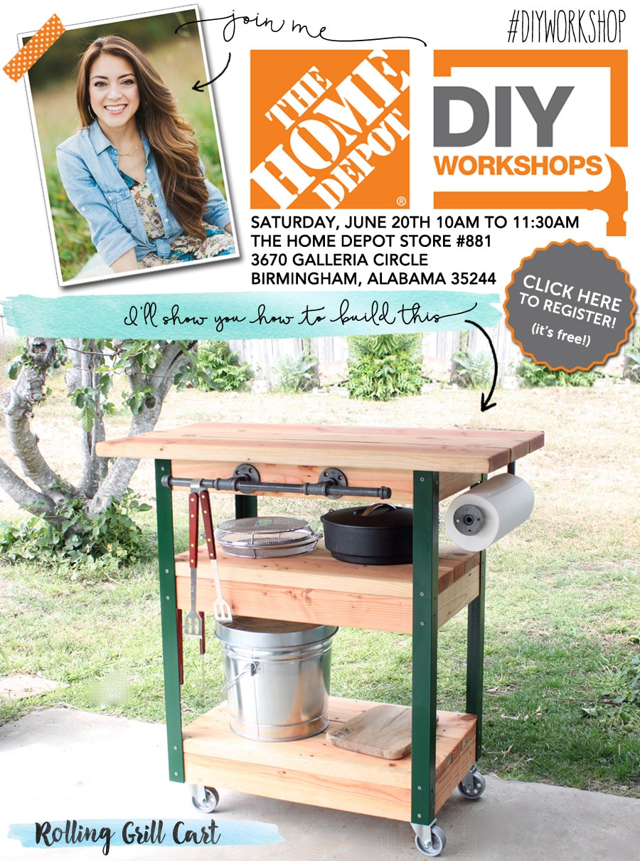 How to build a rolling grill cart - free DIY workshop at The Home Depot!