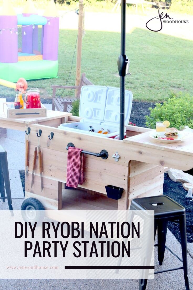 This DIY Ryobi Nation Party Cart is the perfect addition to your summer parties! | DIY outdoor furniture | #DIY #patiofurniture #outdoorfurniture 