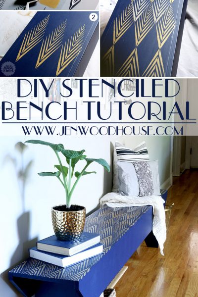 Great tutorial on how to stencil a DIY bench - gorgeous! She has plans on how to build the bench from scratch too!