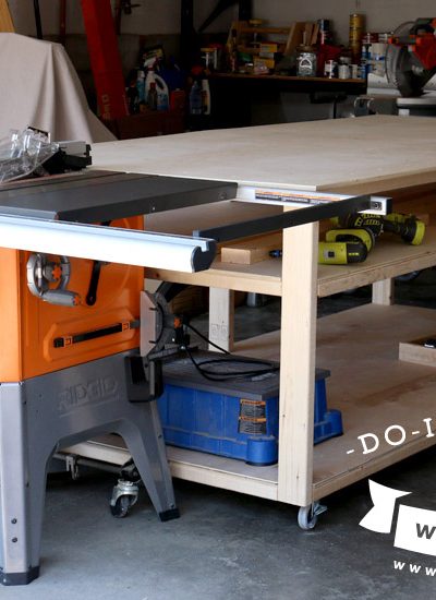 #Howto build a #DIY #workbench and table saw out-feed table. Build this for about $100! #Freeplans and #tutorial.