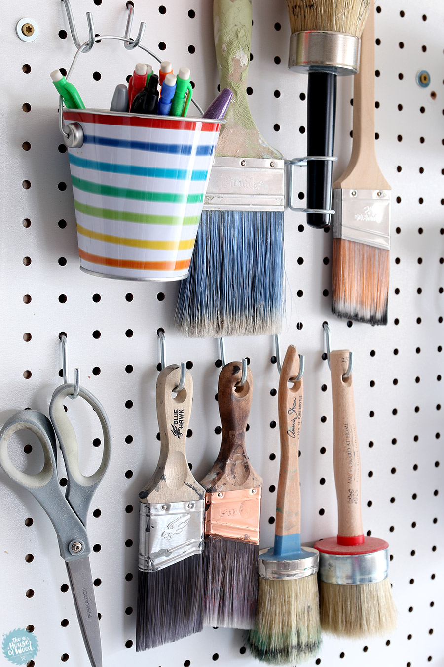 Organizing tools and supplies with pegboard