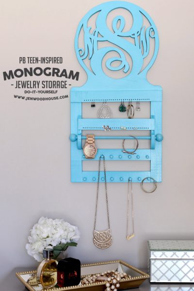 How to build a DIY PB Teen-inspired Monogram Jewelry Wall Organizer #DIY #PBTeen #monogram #PotteryBarn #jewelry #organizer