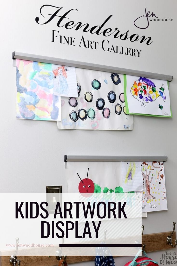 Need a place to display all the kiddos' artwork? Check out this DIY artwork display from Jen Woodhouse | #jenwoodhouse #artdisplay #DIY