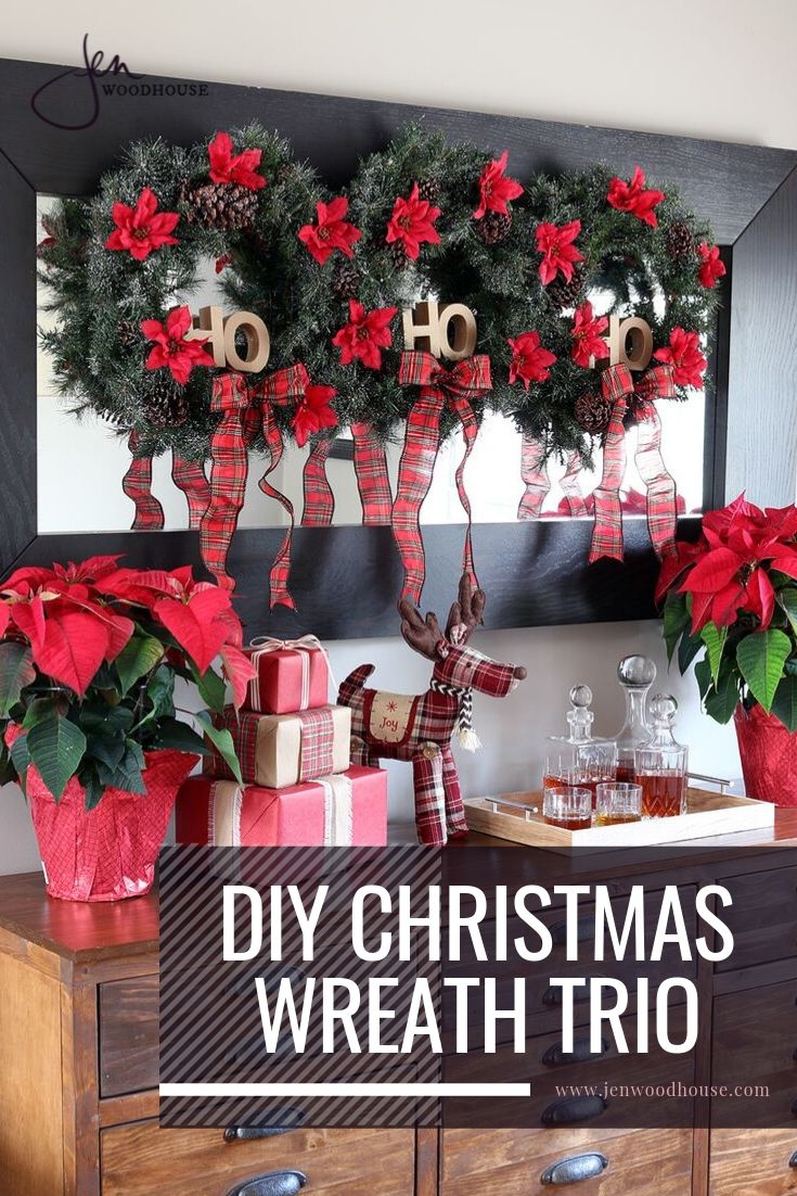 Add Holiday charm to your home with this DIY Christmas Wreath Trio | Jen Woodhouse #jenwoodhouse #christmasdecor #holidayhome