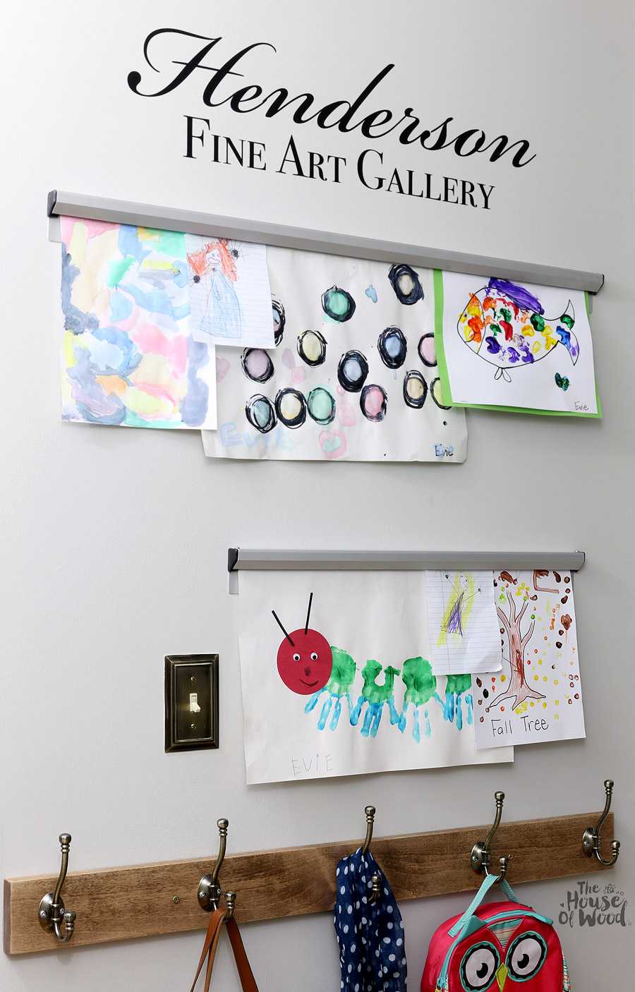 How to display kids artwork - easily change out art with ticket hangers. Brilliant!