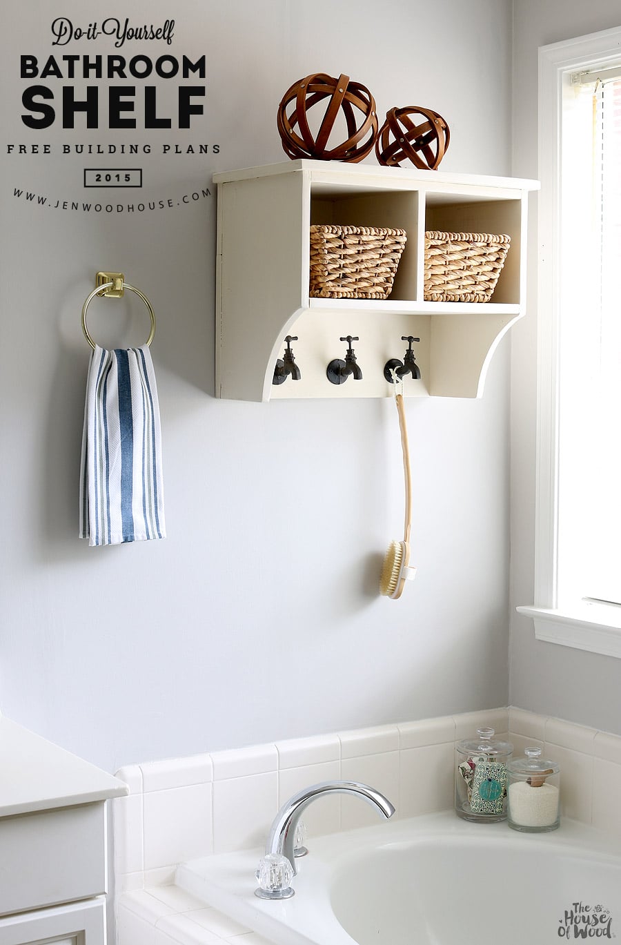 How to build a DIY bathroom shelf via Jen Woodhouse