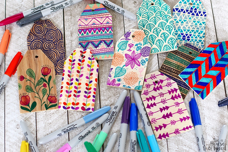 How to make DIY book bag or luggage wood tags via Jen Woodhouse