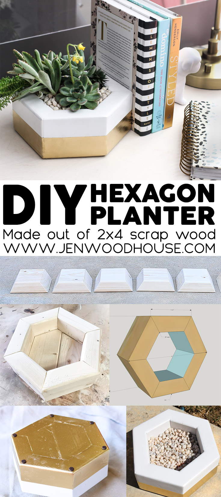 How to make a DIY hexagon planter out of 2x4 scrap wood | www.jenwoodhouse.com