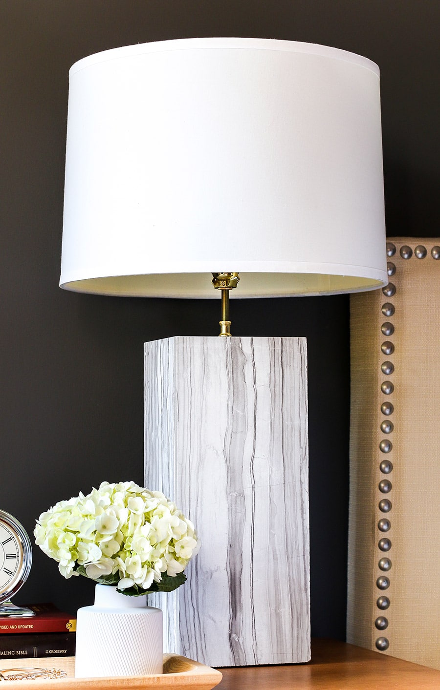 How to make a DIY marble lamp out of tile! Via Jen Woodhouse