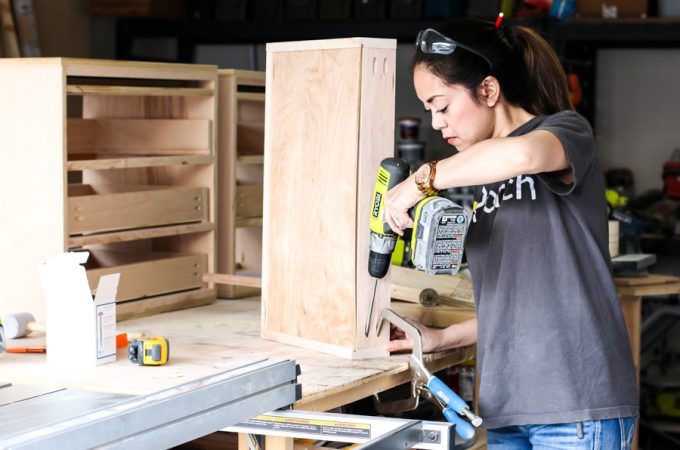 Nightstand w Charging Station & Pullout Writing Tray-DIY Nightstand Plans