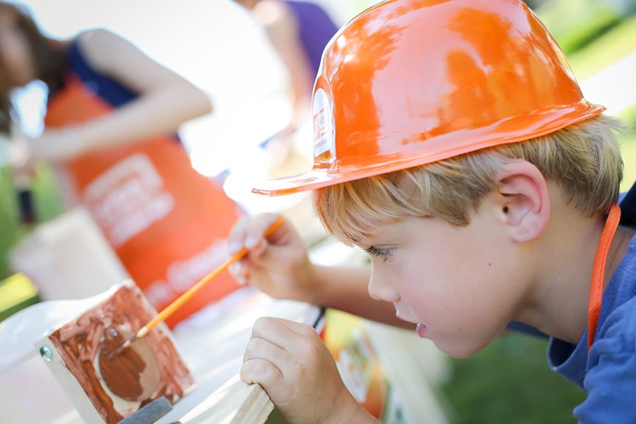 Host a fun building party for the kids! These building workshop kits are sold online at Home Depot!