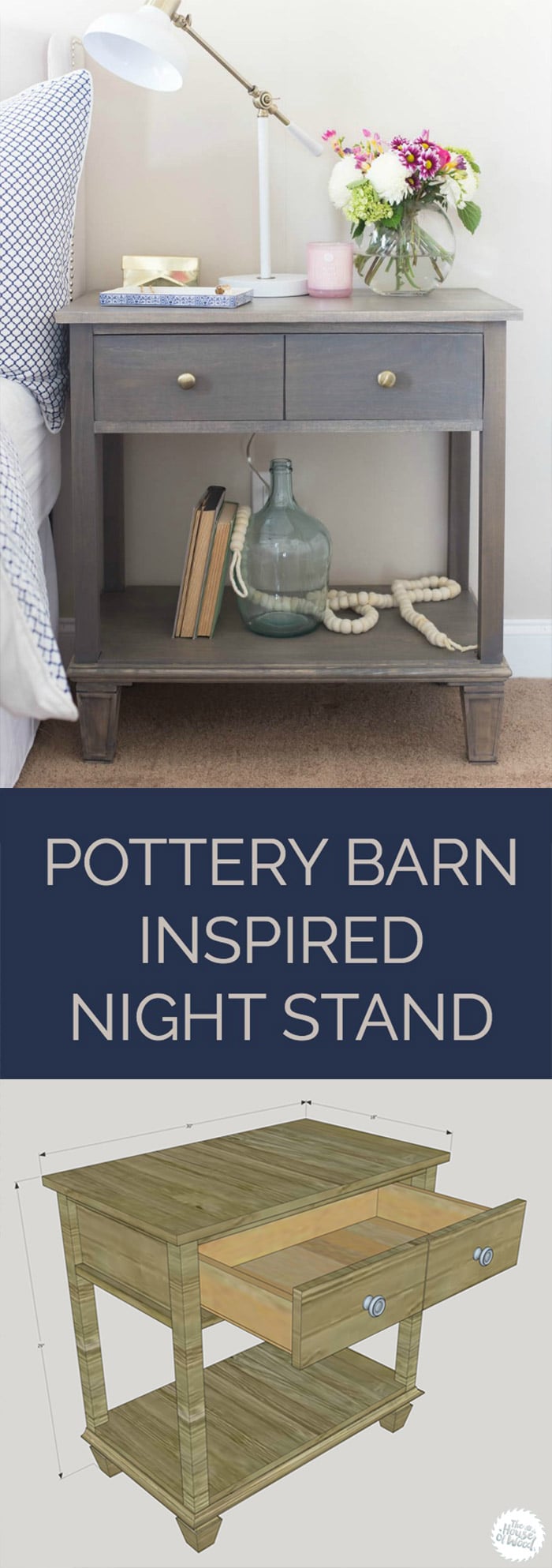 Love this! How to build a DIY Pottery Barn-inspired Nightstand - free plans by Jen Woodhouse