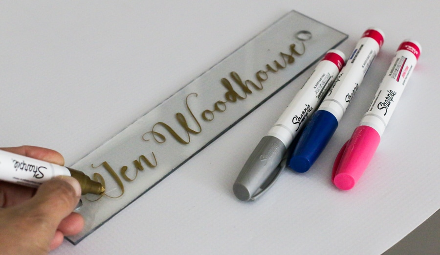 DIY Desk Name Plate with Sharpie oil based paint pens