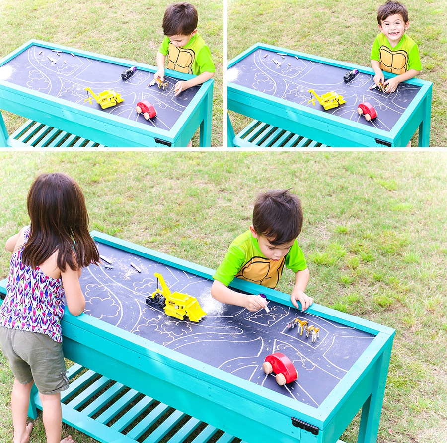 water and sand table wooden