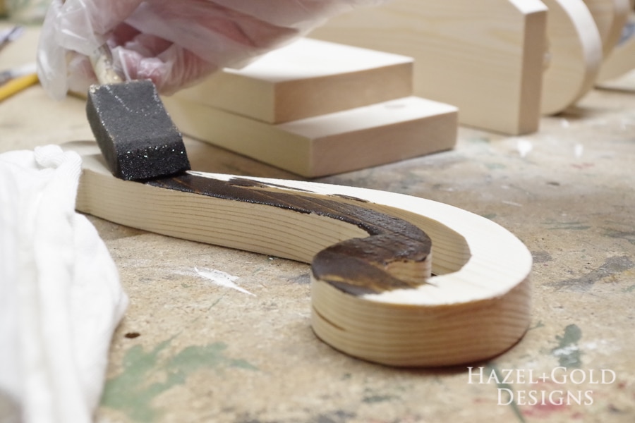 DIY Decorative Wooden Bookends- stain each piece