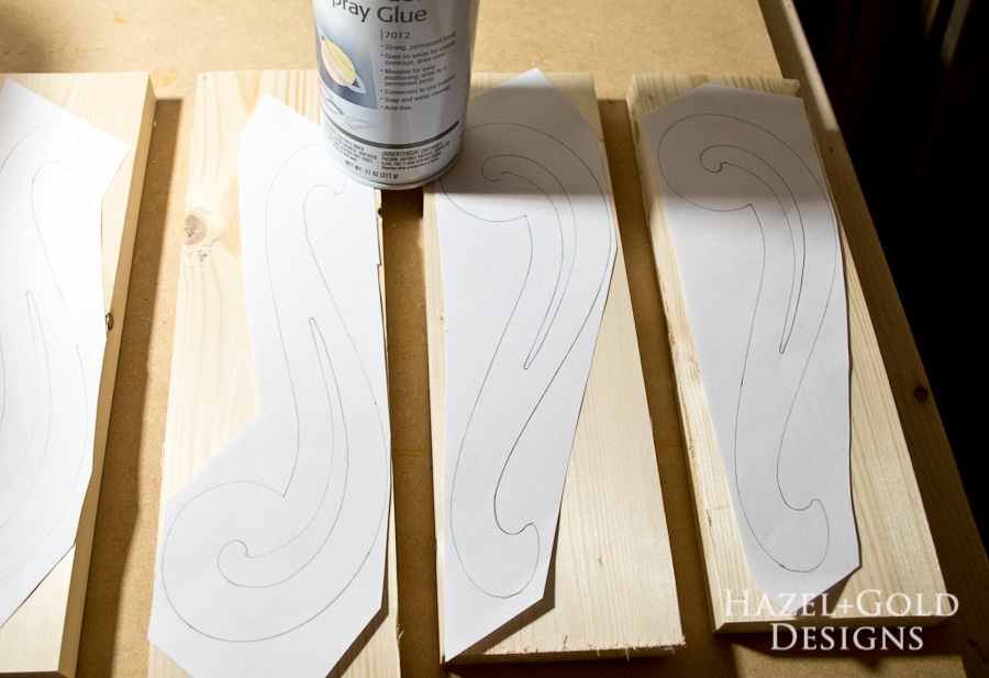 DIY Decorative Wooden Bookends - trace design and glue to wood pieces