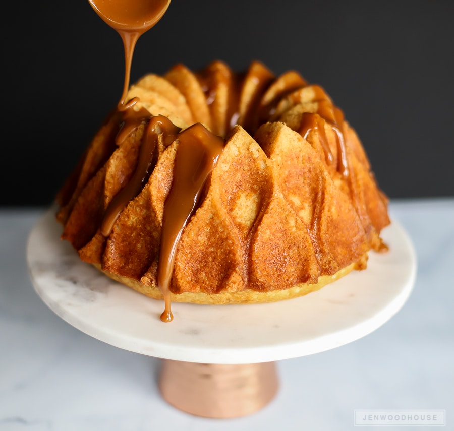 Kentucky Bourbon Butter Bundt Cake With Salted Caramel Glaze