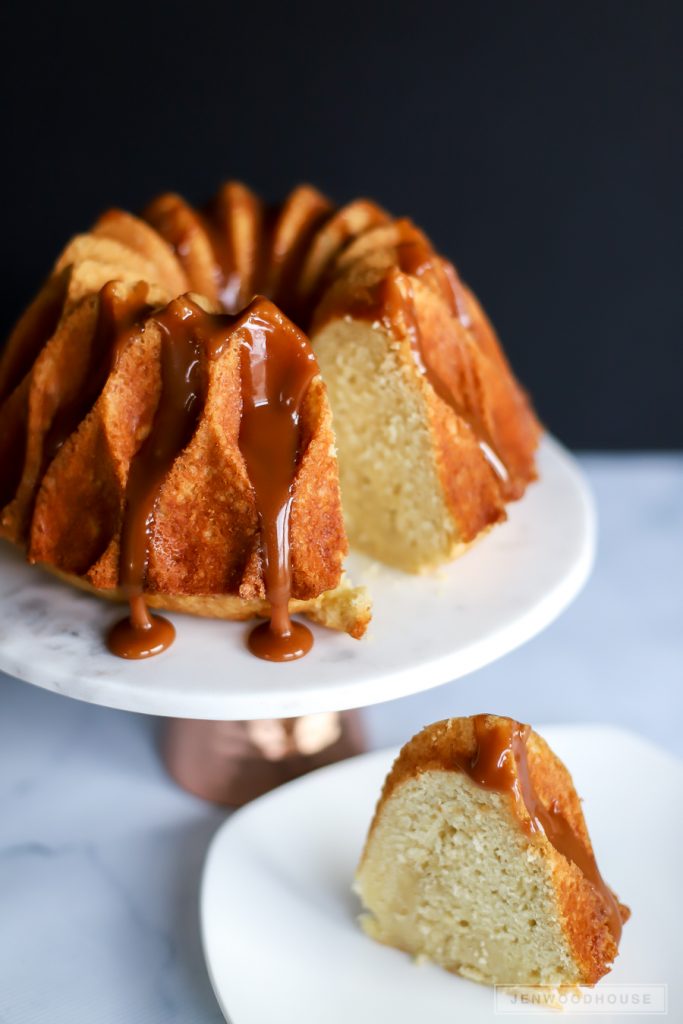 Kentucky Bourbon Butter Bundt Cake with Salted Caramel Glaze