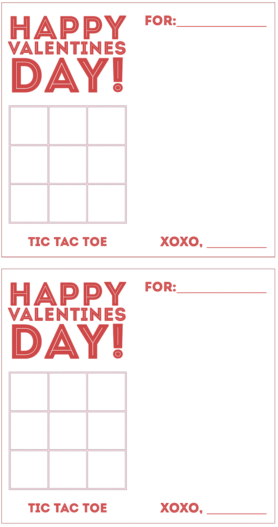 FREE Editable No Print Tic Tac Toe Template - Valentines Themed