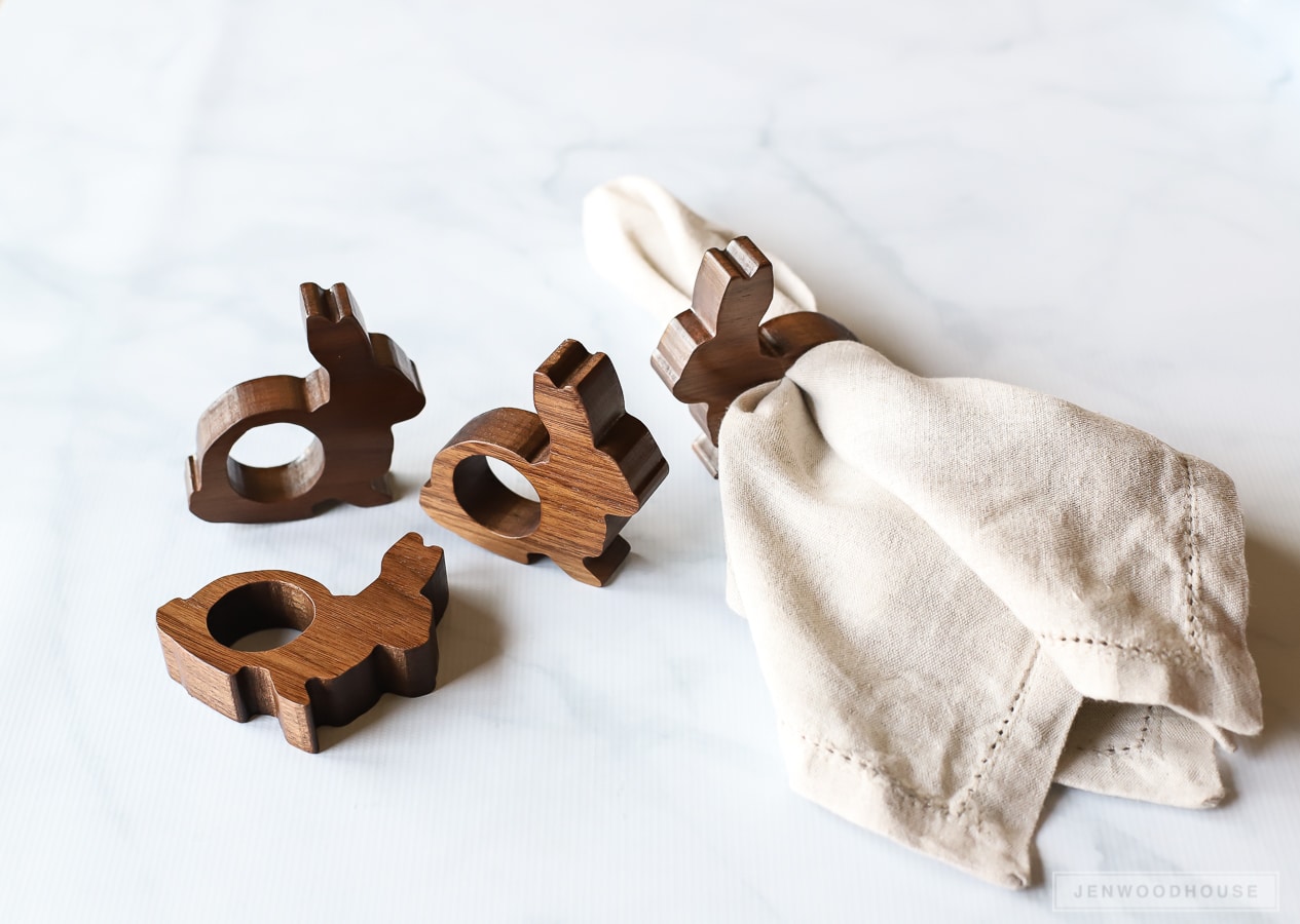 Perfect for a Spring table - DIY wood bunny napkin rings