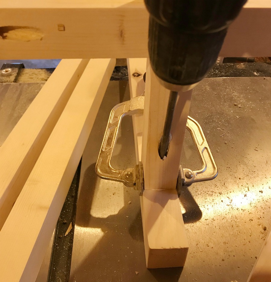 assemble the side table base with pocket hole screws