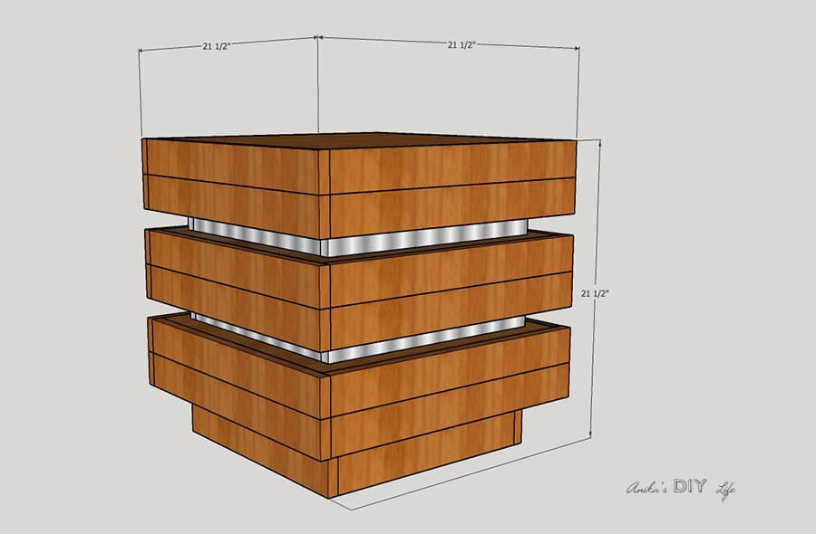 Schematic of a DIY tiered end table